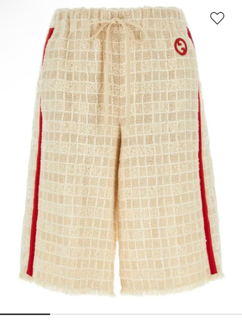 NWT Gucci Cream Tweed Drawstring Shorts with Red Side Stripe-42